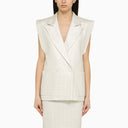 Federica Tosi Silver Double Breasted Cotton Blend Waistcoat