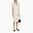 Federica Tosi Silver Double Breasted Cotton Blend Waistcoat