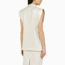 Federica Tosi Silver Double Breasted Cotton Blend Waistcoat