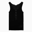 Ami Paris Black Cotton Tank Top With Buttons