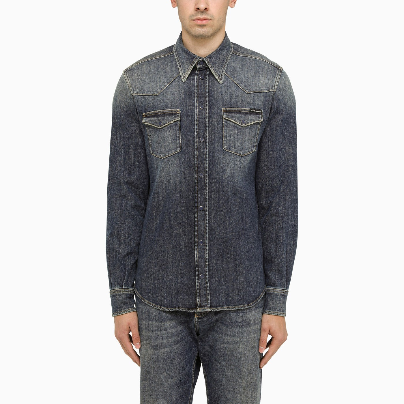 Dolce&Gabbana Blue Slim Denim Shirt | Balardi