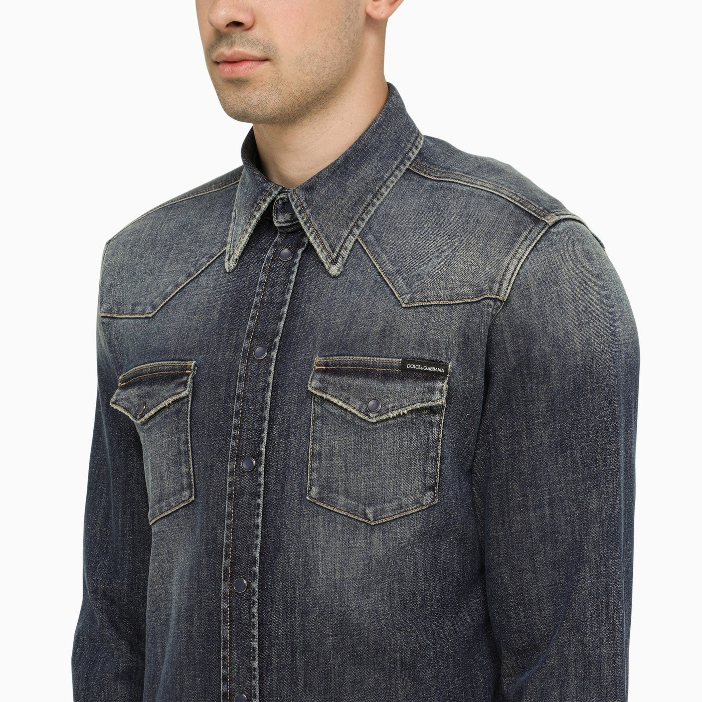 Dolce&Gabbana Blue Slim Denim Shirt | Balardi