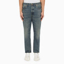 Jeans ritagliati blu slim