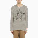 Golden Goose Deluxe Brand Ivory And Blue Striped T Shirt - Balardi