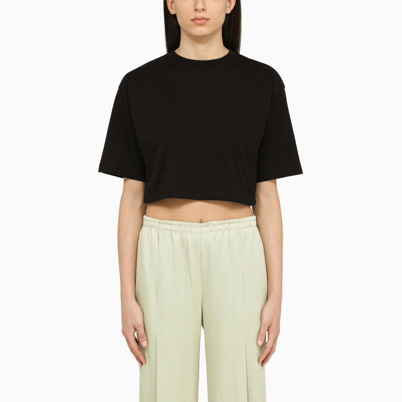 Loulou Studio Black Cropped T Shirt | Balardi