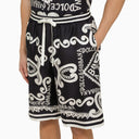 Dolce&Gabbana Silk Bermuda With Navy Print