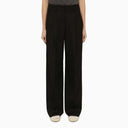Golden Goose Wide Black Wool Trousers