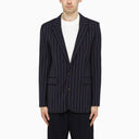 Ami Paris Navy Pinstripe Jacket - Balardi
