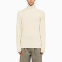 Ami Paris Ivory Ribbed Turtleneck