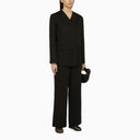 Loulou Studio Black Double Breasted Giacca in cotone e lino