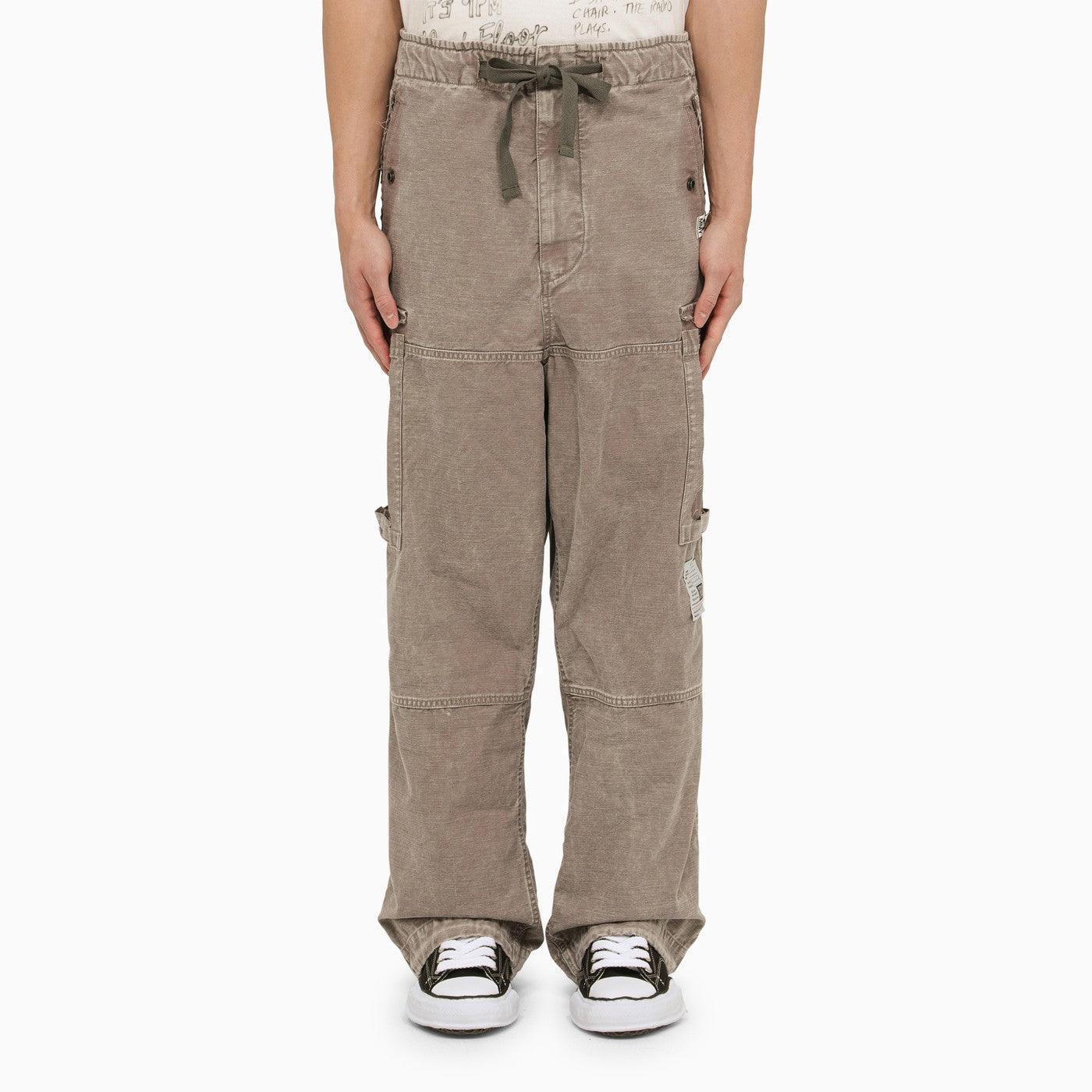 Maison Mihara Yasuhiro Grey Washed Effect Cotton Trousers | Balardi