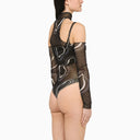 Julfer Grey Tulle Overlay Bodysuit - Balardi