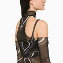 Julfer Grey Tulle Overlay Bodysuit - Balardi