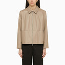 Calvin Klein Short Regenerated Leather Jacket Beige