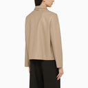 Calvin Klein Short Regenerated Leather Jacket Beige
