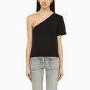 Calvin Klein Black One Shoulder T Shirt In Cotton