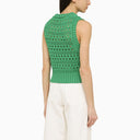 Ganni Green Cotton Blend Waistcoat met logo