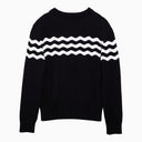 Patou Navy Blue Cotton And Wool Jumper With White Detailing
