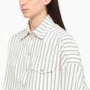 The Mannei White Striped Cropped Shirt - Balardi