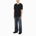 Maglietta con il collo dell'equipaggio di lino blu scuro di Alanui con dettagli