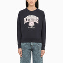 Maison Kitsuné Crew Neck Spetshirt Navy con logo