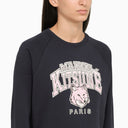 Maison Kitsuné Crew Neck Spetshirt Navy con logo