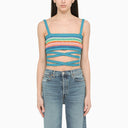 Alanui Light Blue/Multicolour Crochet Short Top - Balardi