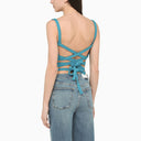 Alanui Light Blue/Multicolour Crochet Short Top - Balardi