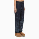 Alanui Blue Regular Jeans With Floral Pattern