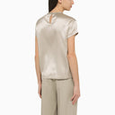 Brunello Cucinelli Quartz Coloured Silk Satin Top