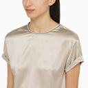 Brunello Cucinelli Quartz Coloured Silk Satin Top