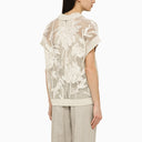 Brunello Cucinelli Oatmeal Coloured Perforated Cotton Cardigan