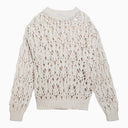 Brunello Cucinelli White Beige Cotton Openwork Jersey