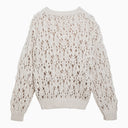 Brunello Cucinelli White Beige Cotton Openwork Jersey