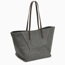 Brunello Cucinelli Grey Shopper Bag In Cotton And Linen