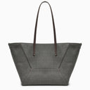 Brunello Cucinelli Grey Shopper Bag In Cotton And Linen