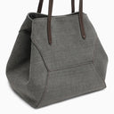 Brunello Cucinelli Grey Shopper Bag In Cotton And Linen