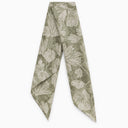 Brunello Cucinelli Green Silk Scarf With Floral Pattern