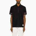 Thom Browne Short Sleeved Navy Polo Shirt With Patch