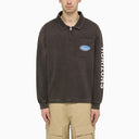 Vertegenwoordig zwart gewassen effect katoenpolo shirt met logo