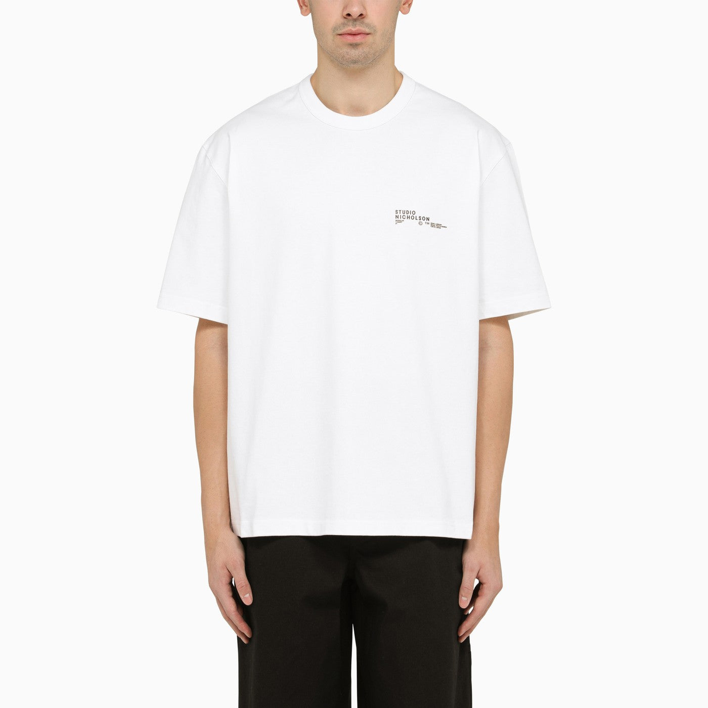 Studio Nicholson White Oversize Crewneck T Shirt With Logo | Balardi