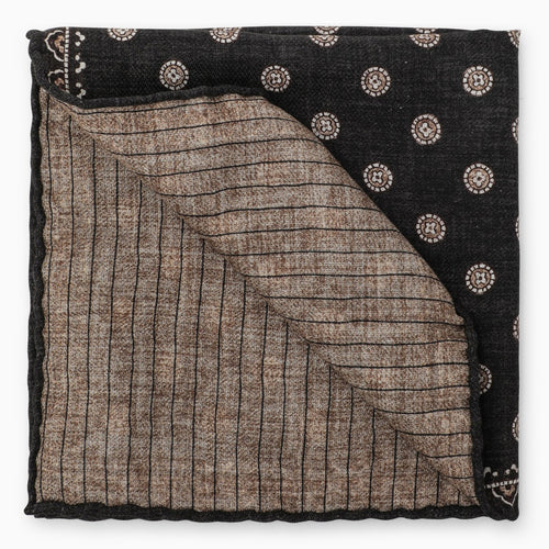 Brunello Cucinelli Silk Scarf With Black/Cigar Pattern