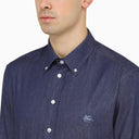 Camicia di denim etro blu con ricamo a logo
