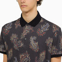 Etro Black Short Sleeved Polo With Paisley Print