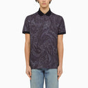 Etro Blue Short Sleeved Polo With Paisley Print