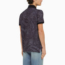 Etro Blue Short Sleeved Polo With Paisley Print