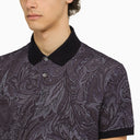 Etro Blue Short Sleeved Polo With Paisley Print