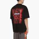 Maglietta di cotone nera martine rosa con stampa logo