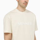 Sunnei Beige Crew Neck T Shirt With Logo - Balardi