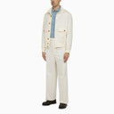 Brunello Cucinelli Lightweight Jacket In White Wool And Linen